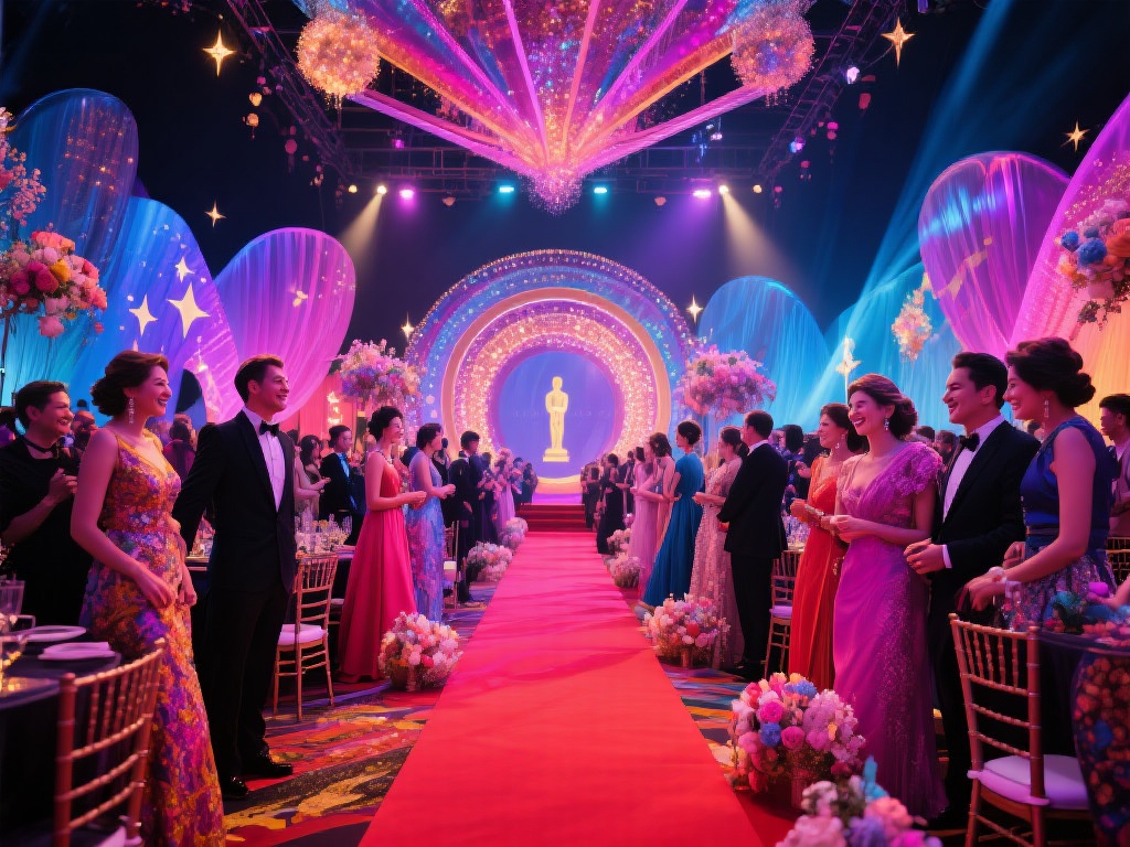 典礼现场犹如流光溢彩的画卷，每一个瞬间都令人惊叹不